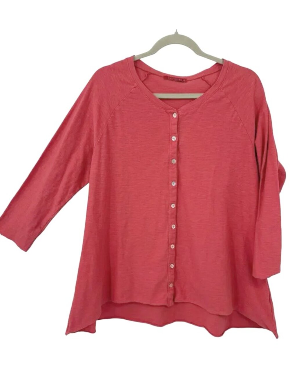 Cut Loose Raglan Sleeve  Button Front Top - Size XL Coral - EUC